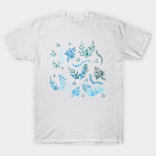 Blue Floral Boho Pattern T-Shirt